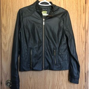 NWT Faux Leather Black Moto Jacket New Look Sz L